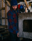 HOOKÉ Canadian overshirt navy & red wine