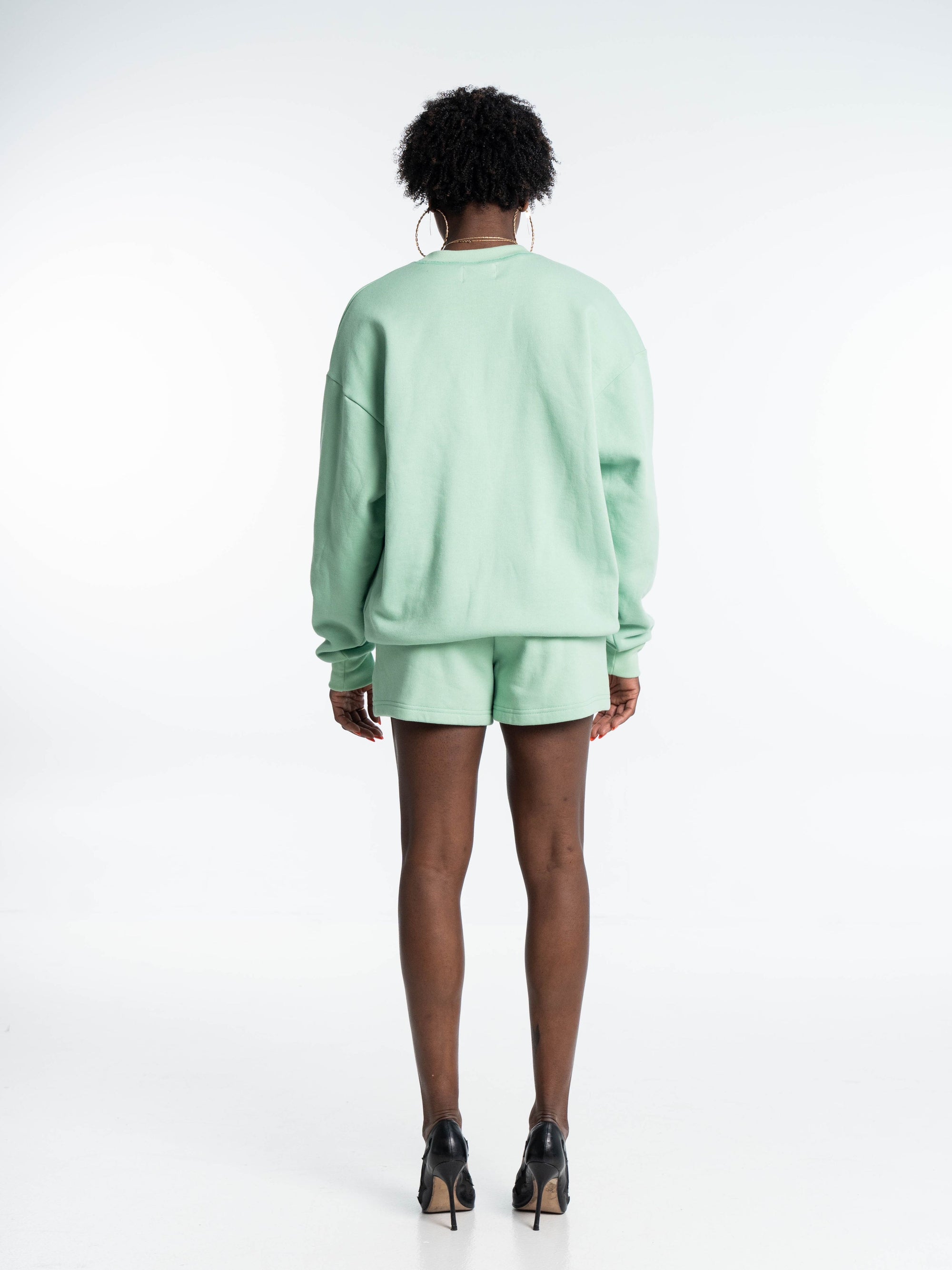 GANK Short vert pastel brodé crème