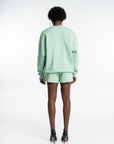 GANK Pastel Green Crew Neck Sweater with Cream Embroidery