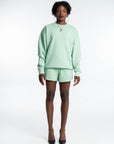 GANK Pastel Green Crew Neck Sweater with Cream Embroidery