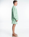 GANK Pastel Green Crew Neck Sweater with Cream Embroidery