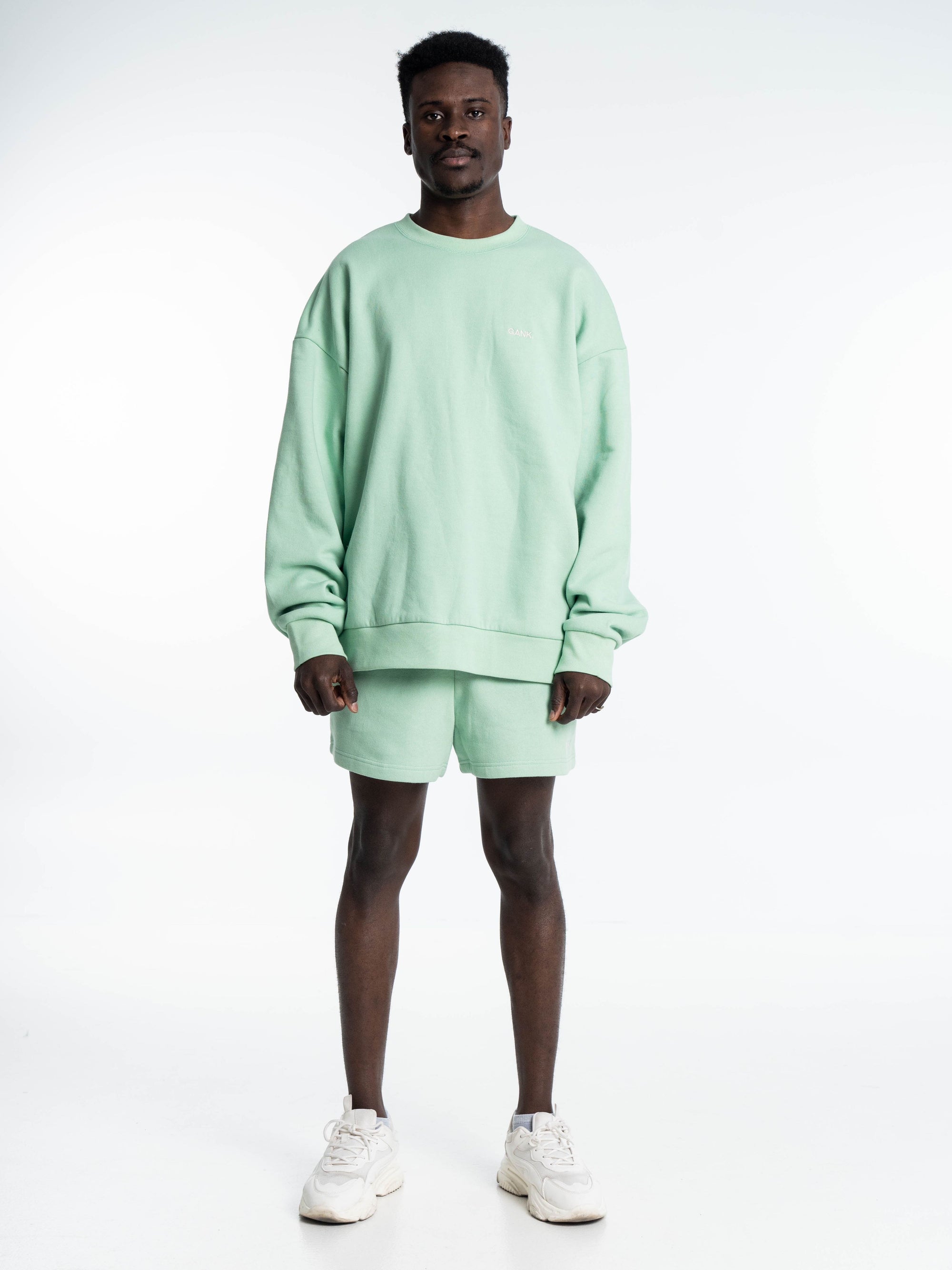 GANK Short vert pastel brodé crème