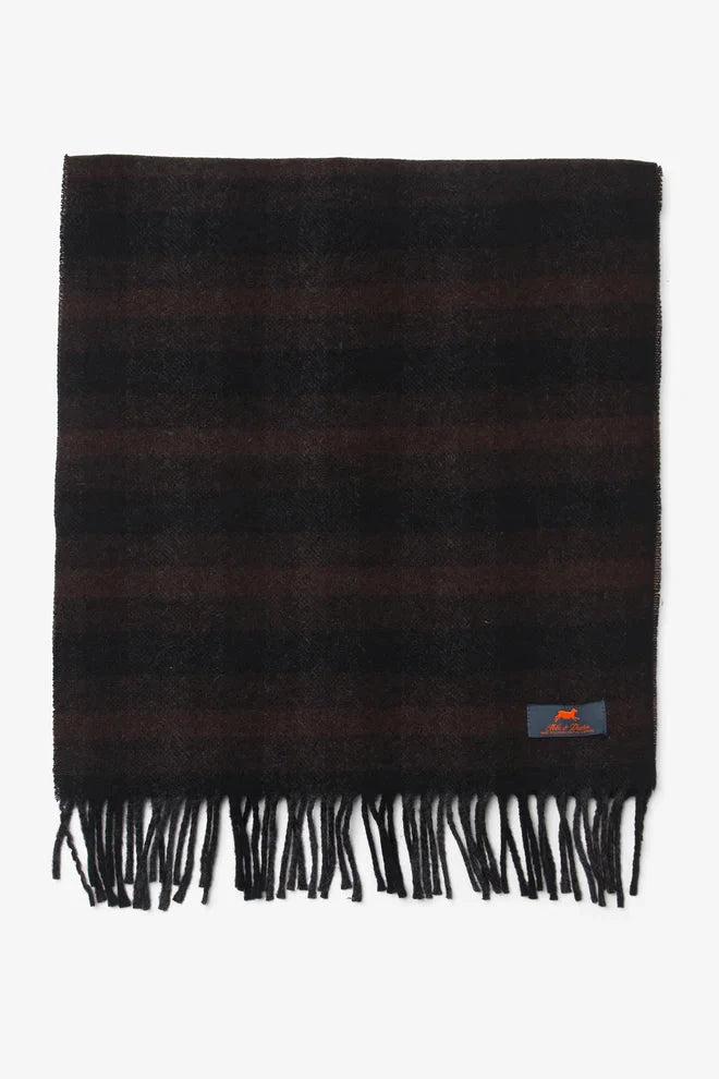 *MILO &amp; DEXTER Plaid Wool Scarf Carreaux Noir