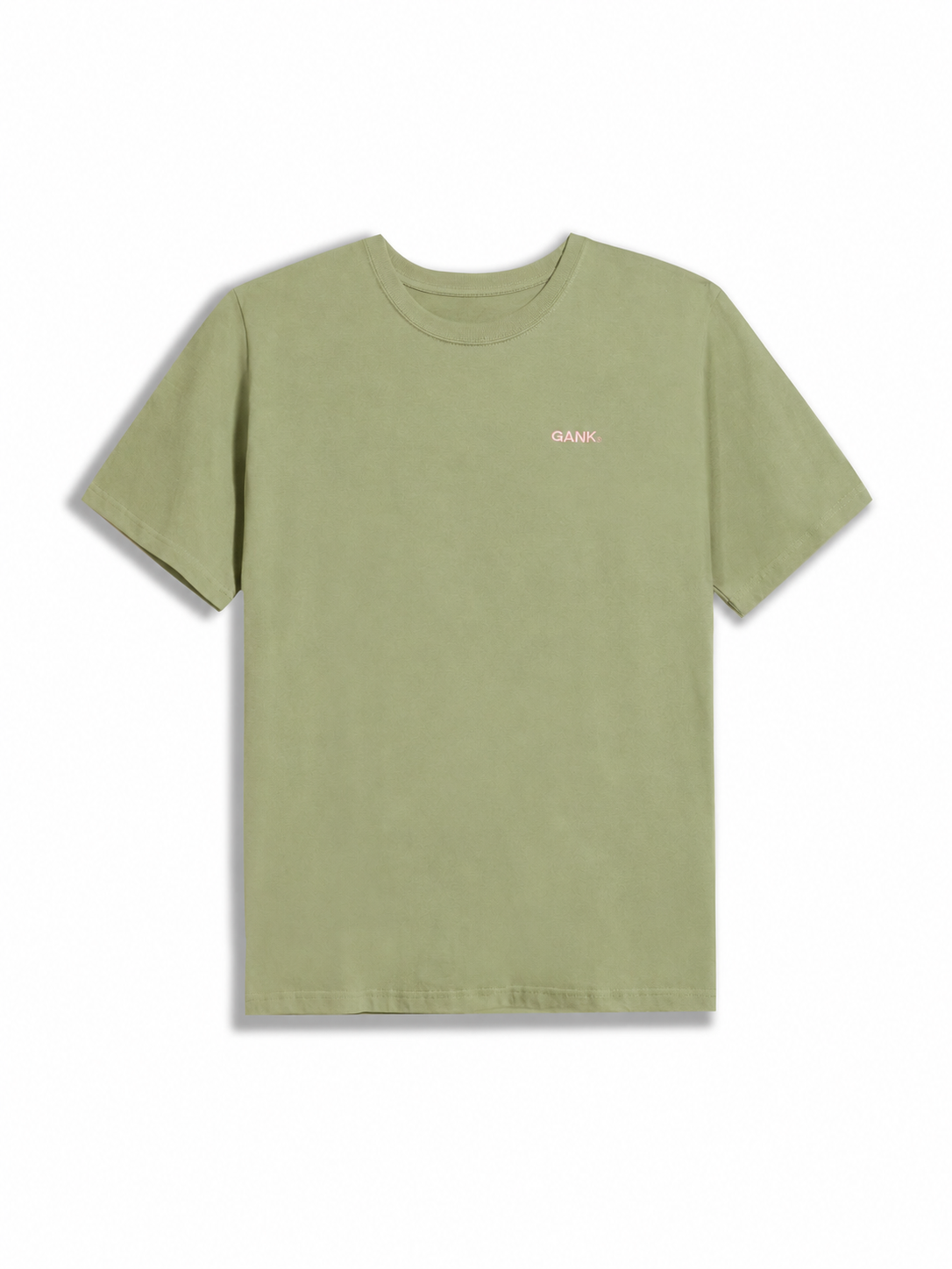 GANK T-shirt vert brodé rose