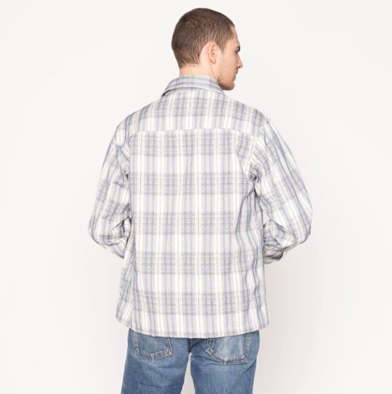 NAKED &amp; FAMOUS Work Shirt - Asagi Sashiko - Blanc