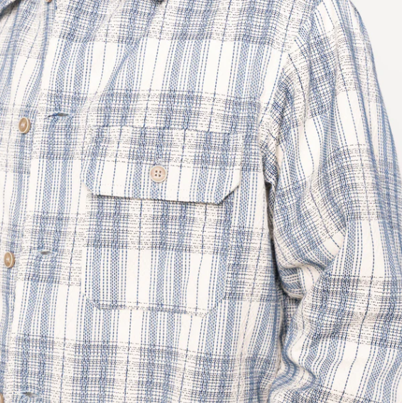 NAKED &amp; FAMOUS Work Shirt - Asagi Sashiko - Blanc