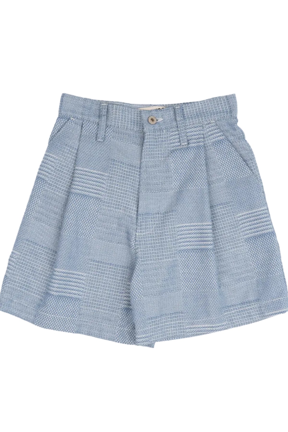 Naked &amp; Famous Short - Dobby Patchwork - Bleu pâle