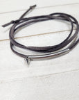 GANK - Bracelet 3 tours en suédine et  stud acier inoxydable