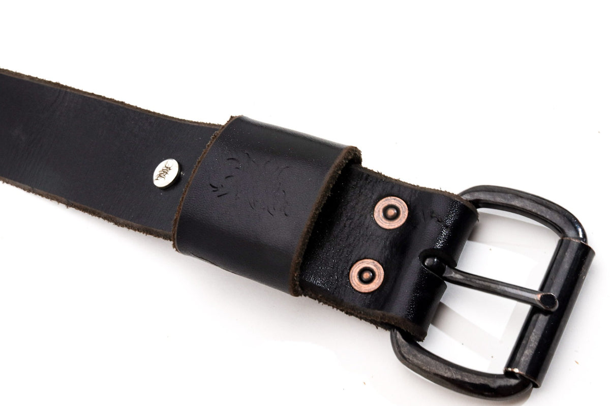RED RAVEN -  Ceintures Cuire Italian All Black