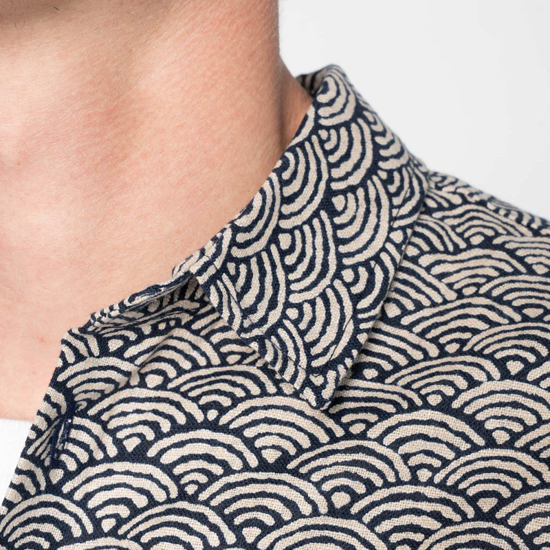 NAKED &amp; FAMOUS - True Shirt Seigaiha Waves - Indigo