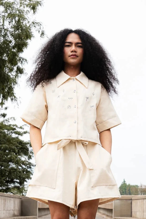 MAS Almeria Ecru Embroidered Shirt