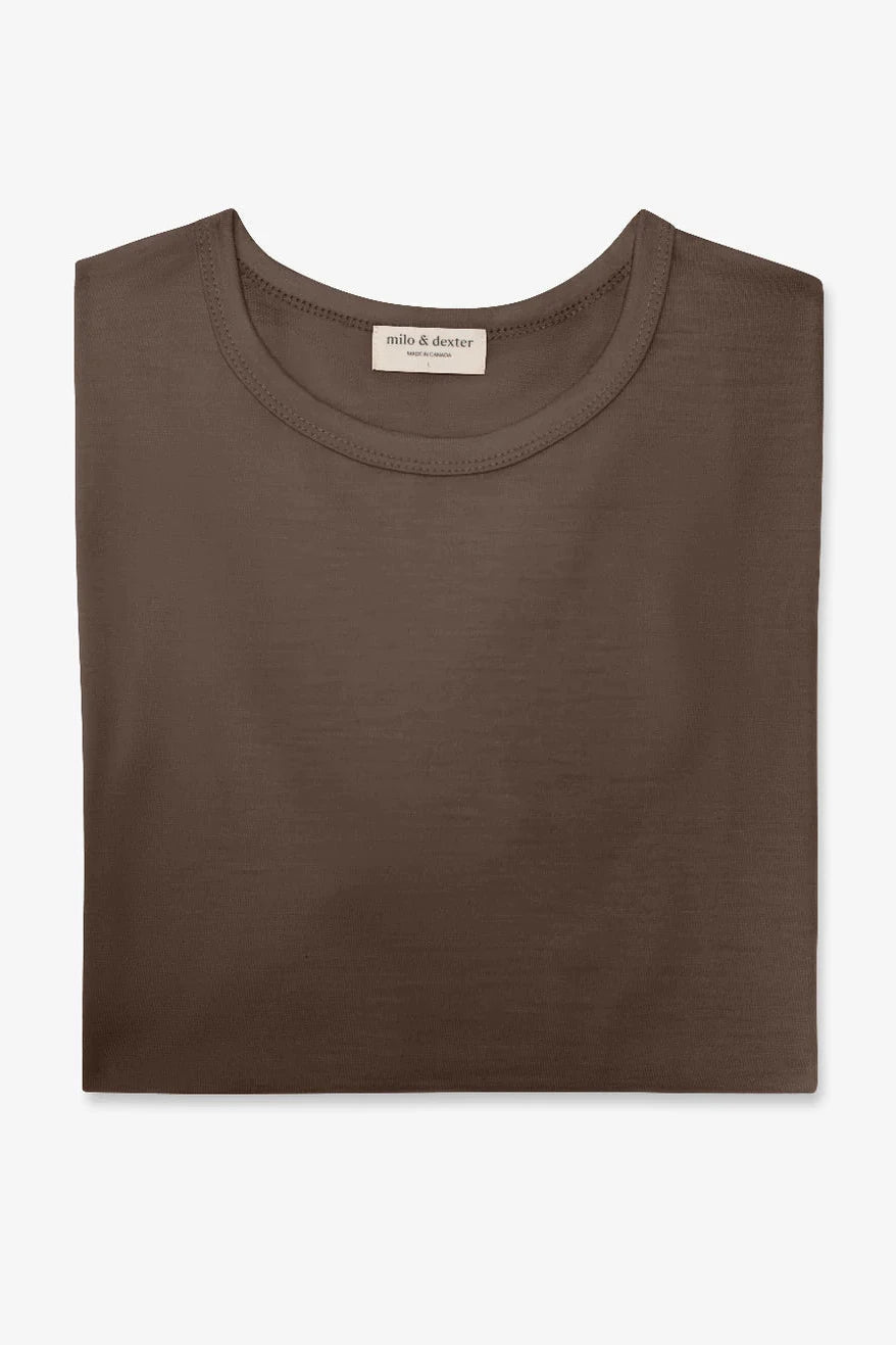 *MILO &amp; DEXTER Classic Merino Wool T-Shirt Brown