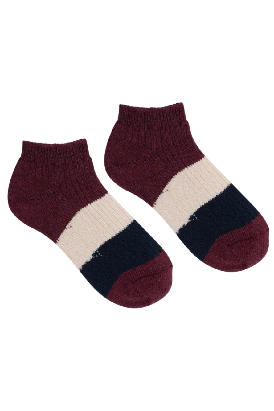 MILO &amp;amp; DEXTER Heritage Crop Sock wine red navy blue and beige