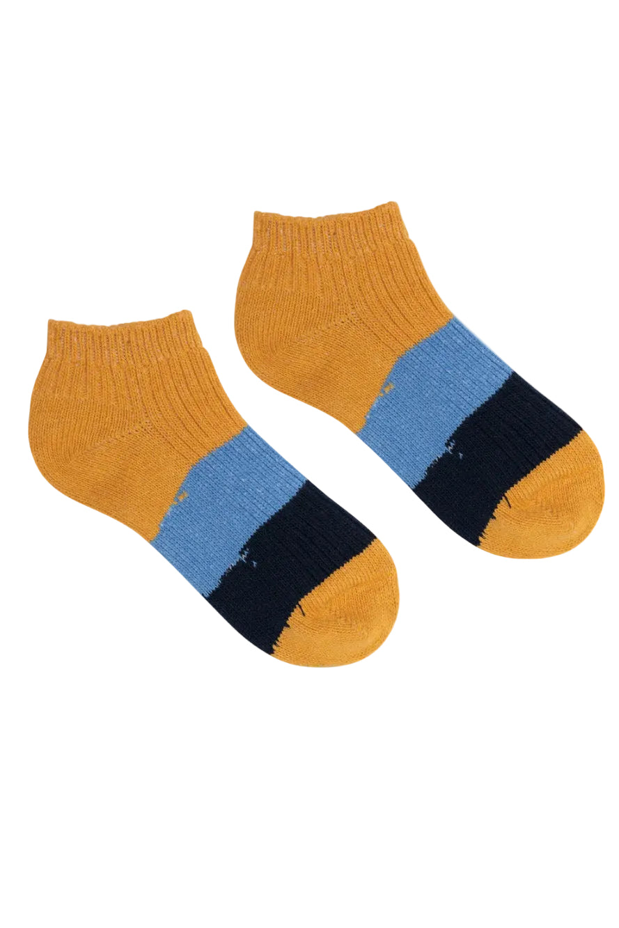 MILO &amp;amp; DEXTER Heritage Crop Sock Yellow Navy Blue and Sky Blue