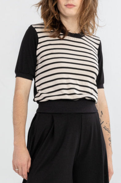 SLAK t-shirt Tang noir rayé blanc