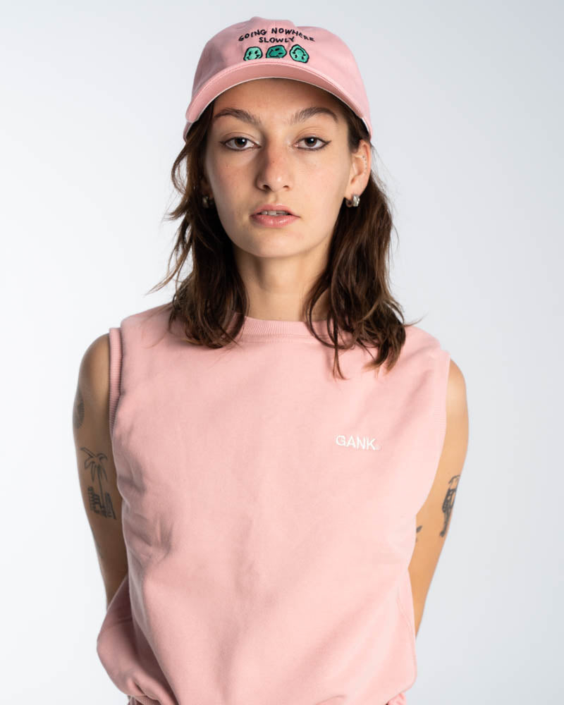 T-Shirt sans manche GANK Rose brodé - Crème